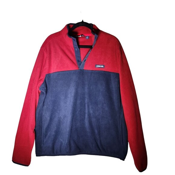 Lands' End Red & Navy Nautical Polar Pullover Fleece Sweater L‎ 100% Polyester - Picture 3 of 6
